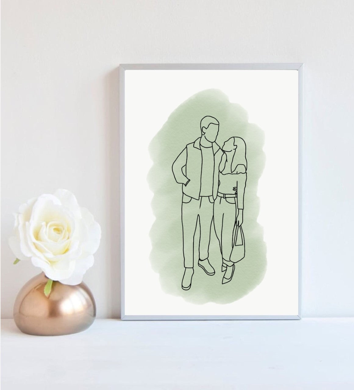 Personalised Watercolour Outline Illustration Print